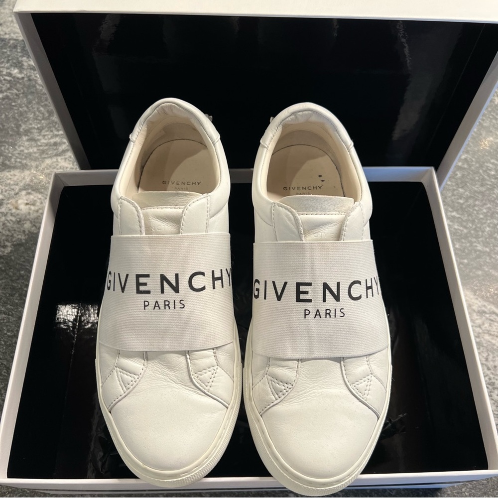 Givenchy White and Black Logo Sneakers